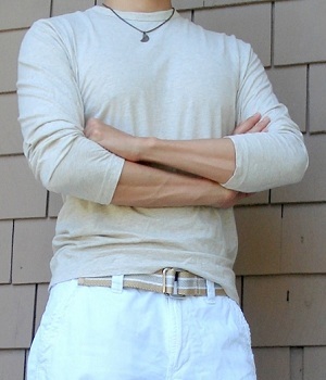 Beige T-shirt with White Shorts