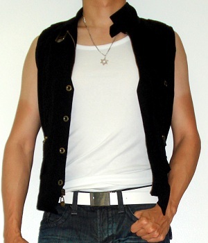 White Tank Top under Black Vest