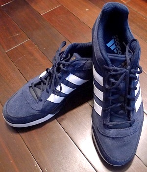 adidas blue shoes with white stripes