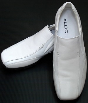 ALDO White Leather Slip On Shoes - Men 