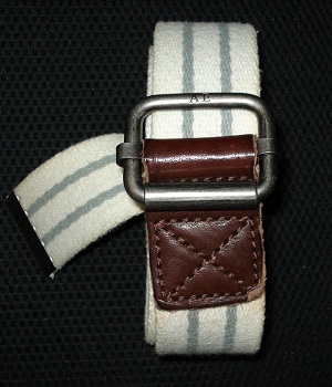 Men's American Eagle White Cotton Belt With Gray Stripes