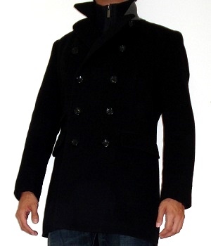 Men's Banana Republic Black Wool Pea Coat