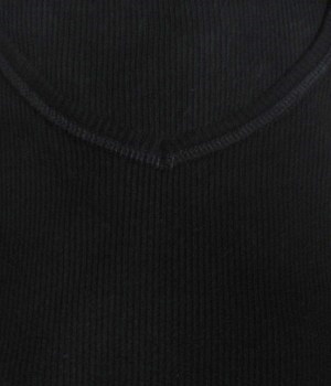 Men's NET Solid Black Ribbed Long Sleeve V-Neck Sweatshirt