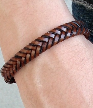 Men's H&M Brown Braided Leather Bracelet