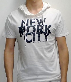 Men's Calvin Klein White Short Sleeve Hooded Graphic T-Shirt