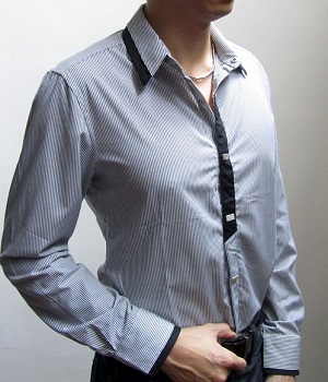 Men's Calvin Klein White Snap Button Striped Dress Shirt