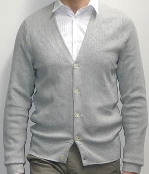 White shirt shop grey cardigan