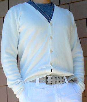 Men's Club Monaco White Cardigan Sweater