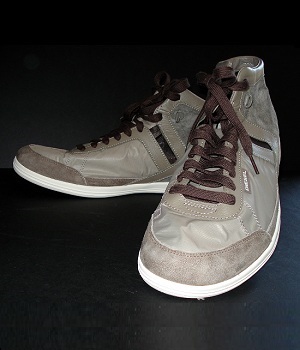 Diesel Grey Leather Fashion Sneakers