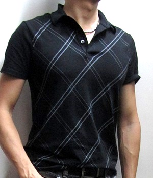 Men's Express Black Argyle Polo Shirt