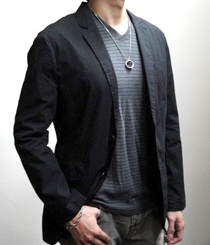 Men's Express Black Cotton Two Button Jacket