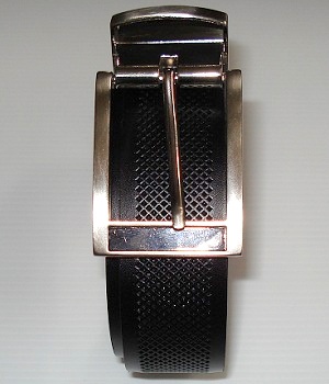 Men's Express Black Textured Leather Belt With Silver Rectangle Buckle