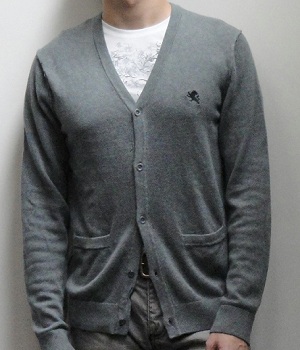 Men's Express Gray V-Neck Pocket Cardigan