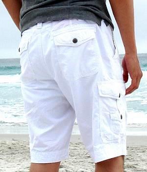 Men's Express White Belted Cargo Shorts