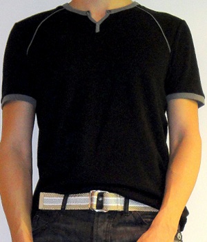 Men's G By Guess Black Short Sleeve Slit Neck T-Shirt
