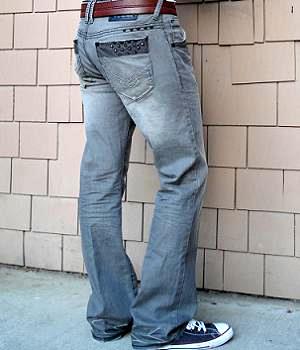 Men's G By Guess Grey Low Boot Cut Jeans