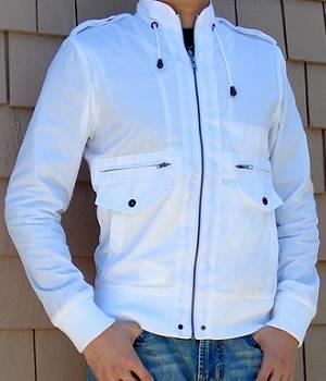 Men's G By Guess White Perforated Nylon Jacket