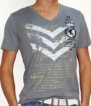 Men's Express Gray Chevron Text Graphic Tee