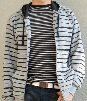 Men's H&M Black Grey Striped Hoodie