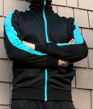 H\u0026M Black Nylon Jacket With Cyan 