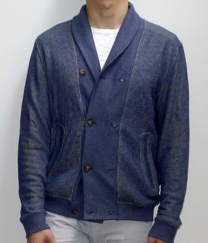 Men's H&M Blue Button Down Shawl Jacket