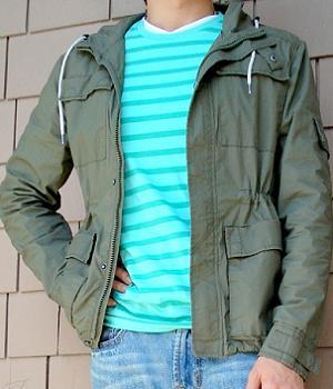 H\u0026M Dark Green Hooded Jacket - Men's 