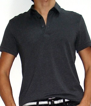 H&M Dark Grey Cotton Stretch Polo Shirt