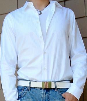 Men's White Long Sleeve V-Neck T-Shirt
