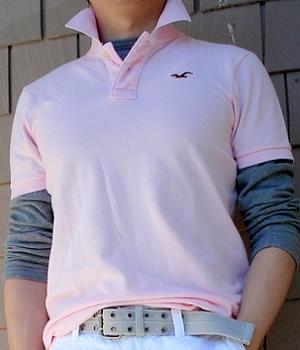 hollister pink polo shirt