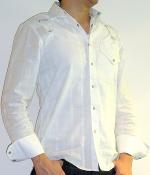 G By Guess Snap Button White Tonal Long Sleeve Shirt
