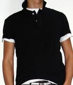 H&M Solid Black Polo Shirt