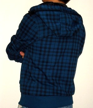 Men's Marc Ecko Dark Blue Check Zip Hoodie Jacket