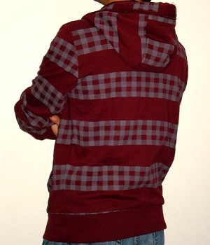 Men's Marc Ecko Dark Red Check Zip Hoodie Jacket