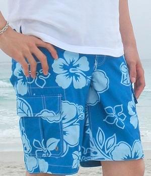 Merona Blue Floral Swim Trunks