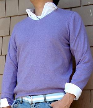 purple sweater outfit men