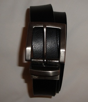 NET Black Reversible Swivel Buckle Leather Belt