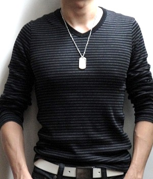 Men's NET Black Striped Long Sleeve V-neck Sweatshirt