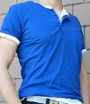 H&M Royal Blue Button Neck T-Shirt H&M Royal Blue Button Neck T-Shirt