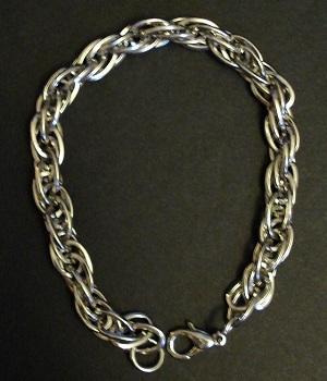 Men's Sterling Silver Link Chain Charm Bracelet