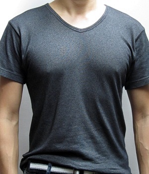 Men's Uniqlo Black Marled V-Neck T-Shirt