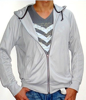 Uniqlo Light Gray Lightweight Zip Hooded Jacket