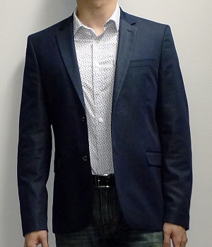 Men's Zara Dark Blue Two Button Blazer