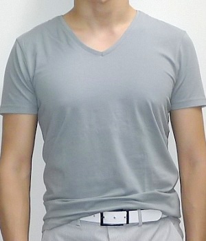 Zara Gray V-neck Short Sleeve T-shirt