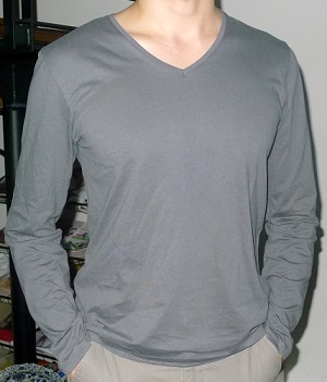 Men's Zara Grey Long Sleeve V-Neck T-Shirt