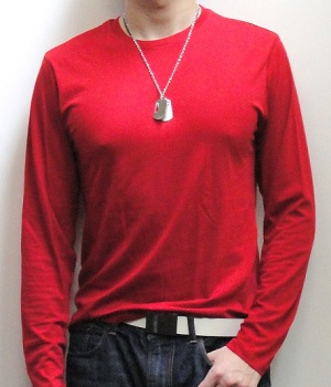 Men's Zara Red Crew Neck Long Sleeve T-Shirt