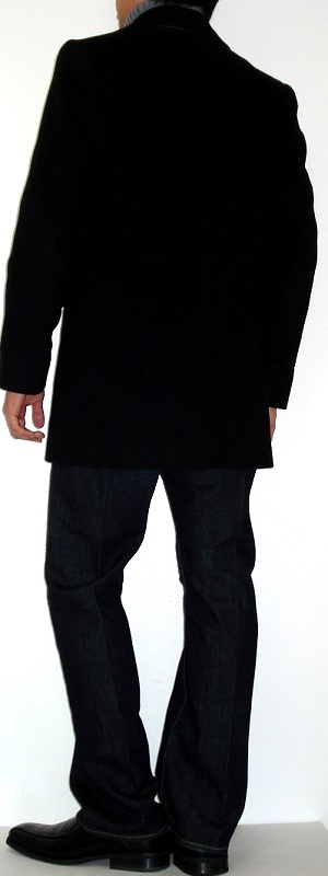 Men's Black Pea Coat Gray Turtleneck Sweater Black Dress Shoes