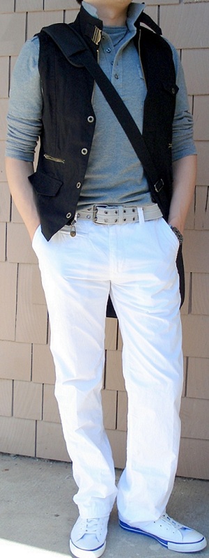 white polo black pants