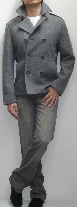 Fashion Coats Pea Coats Zara Basic Pea Coat light grey allover print casual look 