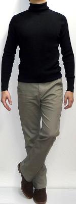 Black Turtleneck Sweater Khaki Pants Suede Ankle Boots